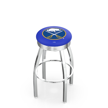 Holland Bar Stool Co 30" Chrome Buffalo Sabres Swivel Bar Stool, Accent Ring L8C3C30BufSab