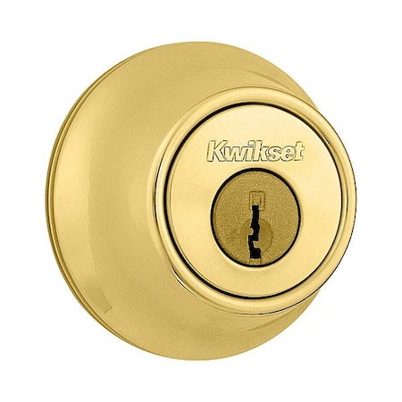 Kwikset Single Cylinder Deadbolt, 1" L Throw, Zinc 665-3-RCAL-RCS/5303