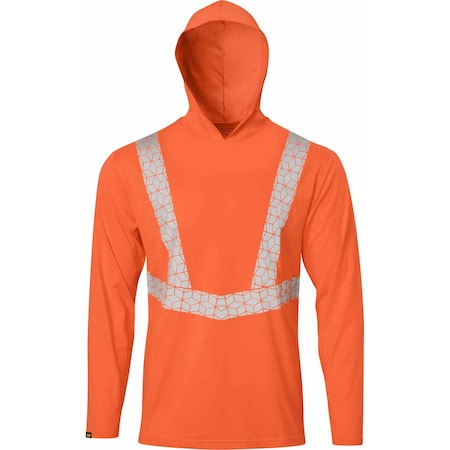 Ironwear Elastex Class 2 Hi Vis Segmented Tape Sun Hoodie Shirt, Orange, X-Large 7152-O-XL