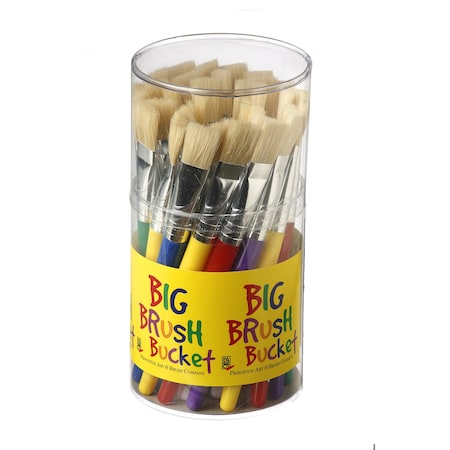 Princeton RealValue Flat Bristle Kids Stubby Brush Set, Natural Bristles, Mixed Media Paintbrush, 30-Piece Set P5950FC