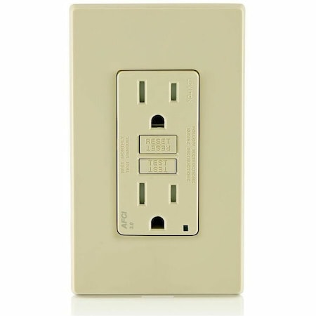 Leviton Straight Blade Receptacle, 5-15R, 15 A, 125V AC, 2 Pole, 3 Wire, Flush Mount, Single, Ivory AFTR1-I
