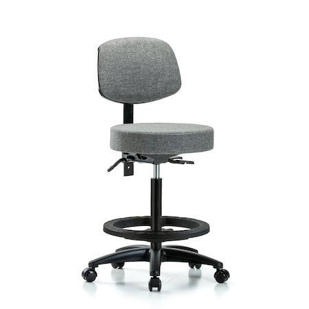 Blue Ridge Ergonomics Bench Stool, Hi, Fab, Bk, Tilt, BF, Cast, Gry BR-FHBST-RG-T1-BF-RC-F44