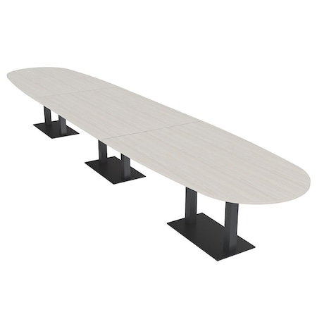 Skutchi Designs Boval Conference Table With Power Unit, 48 in W, 192 in L, Ivory HAR-BOVL-48X192-DOU.BK-K458-NA