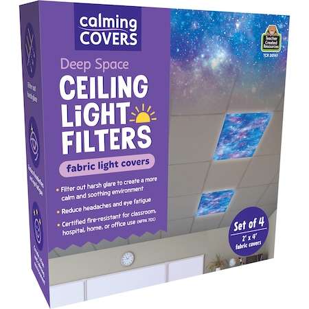 Teacher Created Resources Calming Covers Ceiling Light Filters, 2' x 4', Deep Space, 4PK 20141