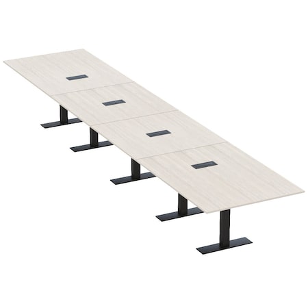 Skutchi Designs 20ft Rectangular Conference Table With Power | Harmony Series | 20 Person Meeting Room Table HAR-REC-48x240-T.BK-K458-EBLK
