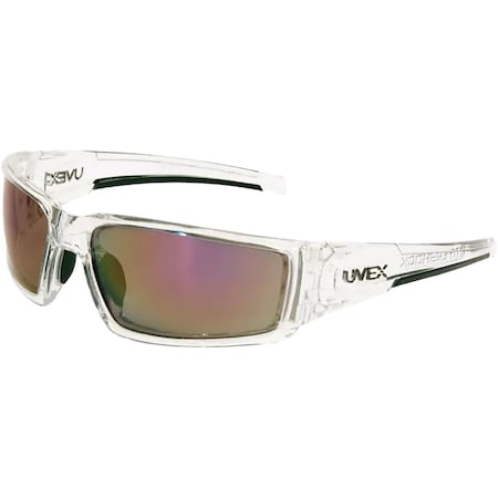 Uvex Full Frame Safety Glasses with Clear Ice Frame, Red Mirror Anti-Scratch and Hardcoat Lens S2974