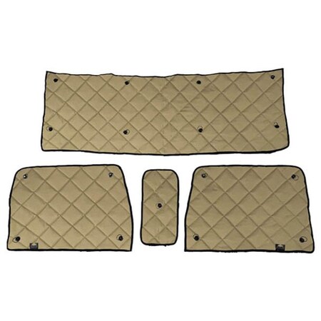 Replacement For Peterbilt 389 Year 2010 Black/Tan 7 Layer Quilted Interior Front Window Covers