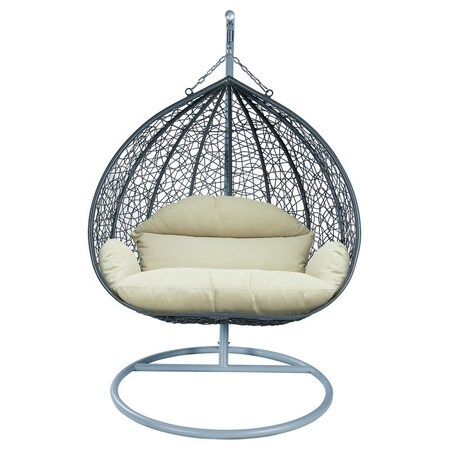 Leisuremod Teardrop Hanging Swing Chair with Stainless Steel Stand, 440 lb Capacity, Weatherproof RSCGR-57TP