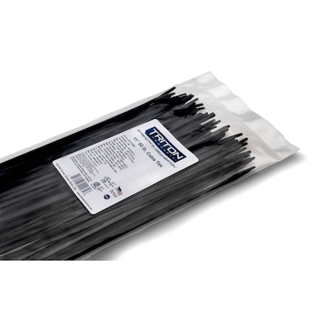 Triton Products Cable Tie, 11 in L, 3.06 in Max Bundle Dia., Black, Nylon, 50 lb Strength, 100 PK ZT-11BK