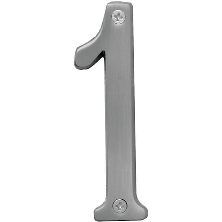 Hy-Ko Prestige Series House Number, Character: 1, 4 in H Character, Nickel Character, Brass BR-43SN/1