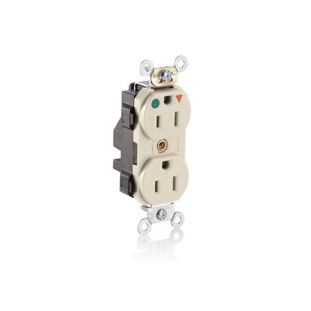 Leviton Lev-Lok Hospital Grade Duplex Receptacle, 15 Amp, 125 Volt M8200-IGT