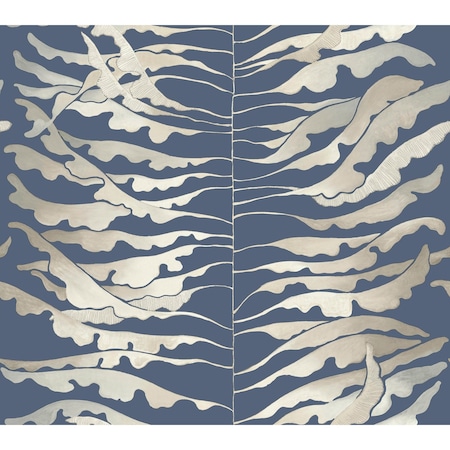 York Wallcoverings Leaf Column Navy Wallpaper FM1043