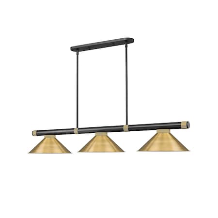 Z-Lite Vanguard Matte Black + Rubbed Brass 3 Light Billiard 3050-3MB-RB-RB15