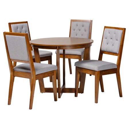 Baxton Studio Kala Modern Grey and Walnut Brown Wood 5-Piece Dining Set 254-12145-10897-ZORO