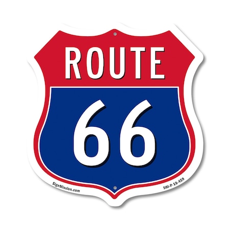 Signmission Route Marker Shield Sign Route 66, 18 Inch X 18 Inch, Plastic Sign SHI-P-18-459