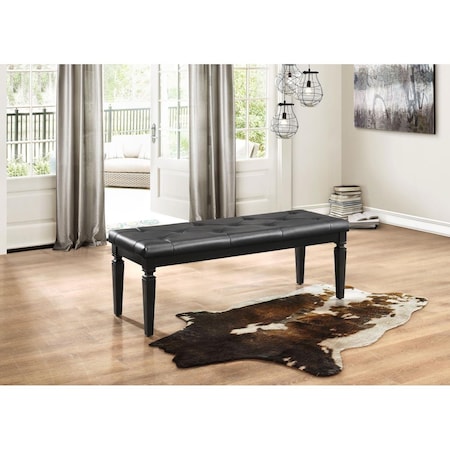 Home Elegance 19 x 18 x 54 in. Allura Bed Bench - Black 1916BK-FBH