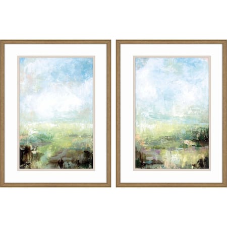 Homeroots Set Of Two Emerald Coast Cloudy Sky Gold Framed Wall Art, 2PK 558343