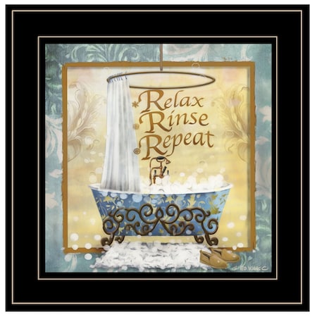 Homeroots Relax Rinse Repeat 2 Black Framed Print Bathroom Wall Art 406838