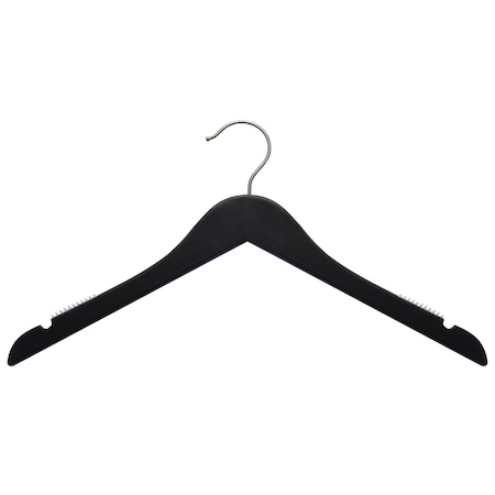 Nahanco 17in Black Rubberized Wooden Shirt Hanger, 100PK 20817