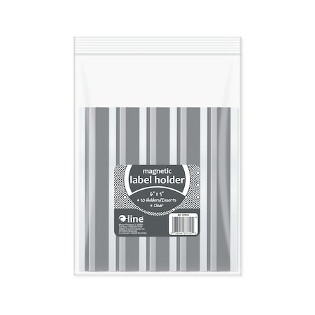C-Line Products 1" x 6" Side Load Magnetic Label Holders, 10/PK, 10PK/BX 87810-BX