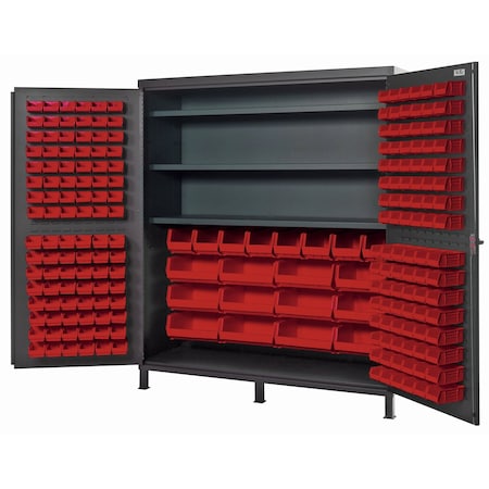 Quantum Storage Systems JUMBO GRAY STORAGE CABINET W/212 RED BINS QSC-72SRD