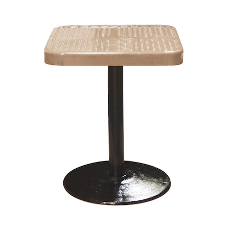 Leisure Craft 24" Square Perforated Pedestal Table, Portable, 30"H, Beige SQ24TAB30-BEIGE