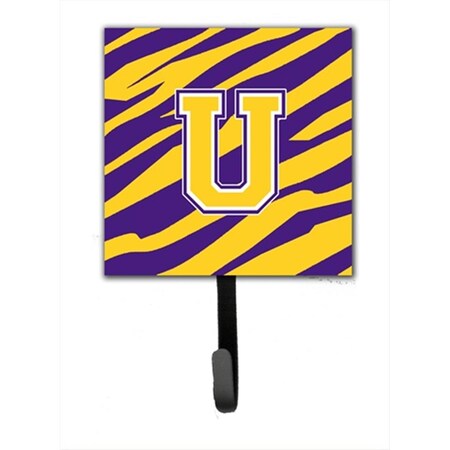 Carolines Treasures Initial U Tiger Stripe - Purple Gold Leash Holder Or Key Hook CJ1022-USH4