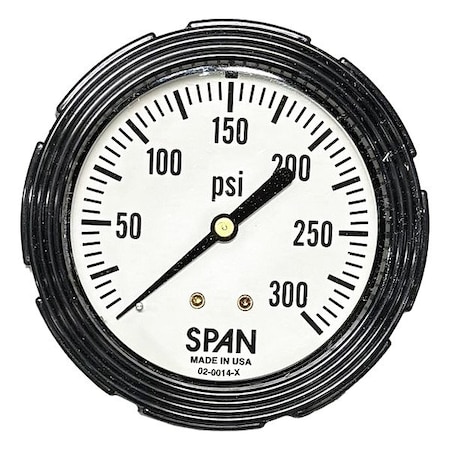 Span Industrial Pressure Gauge, 1/4 in NPT, Center Back Location LFC210-300-PSI-G-CERT