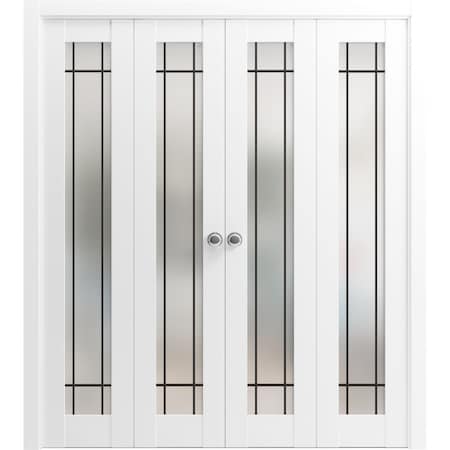 Sartodoors Sliding Closet Double Bi-fold Doors Planum 2112 White Solid Core Modern Interior PLANUM2112DBF-WS-96 x 96 (4* 24x96)