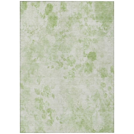 Homeroots 5' X 8' Green And Ivory Floral Washable Indoor Outdoor Area Rug 583089