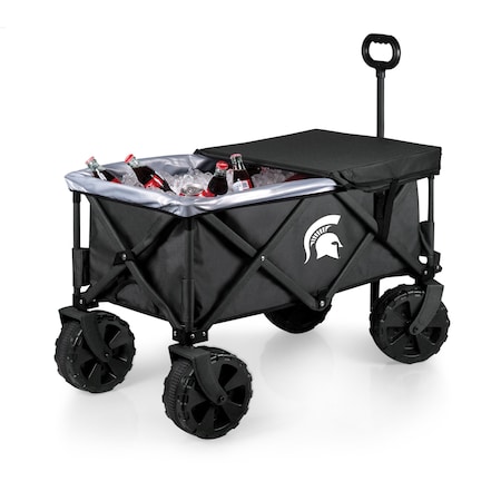 Picnic Time Family Of Brands NCAA Michigan State Spartans Adventure Wagon Elite All-Terrain Folding Beach Wagon 741-85-679-354-0