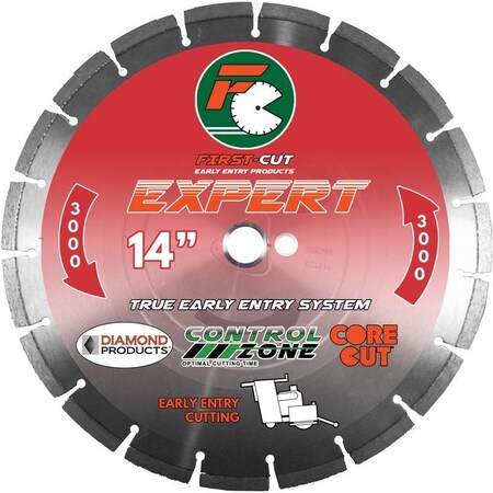 Diamond 14" X .250 X 1" EXPERT3000 First-Cut Early Entry Blade With Triangle Knockout and Skid Plate 64590
