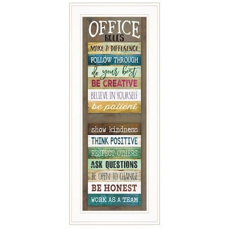 Homeroots Office Rules 7 White Framed Print Wall Art 406534