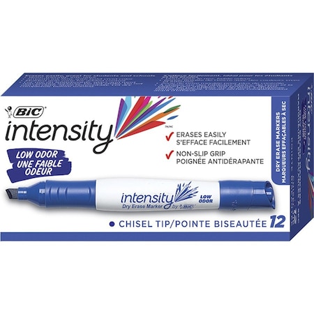 Bic Intensity Dry Erase Marker, Chisel Point, Low Odor, Blue, 12PK GDEM11BE