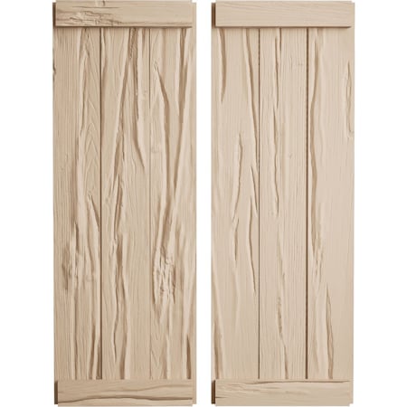 Ekena Millwork Rustic Three Board Joined Board-n-Batten Riverwood Faux Wood Shutters w/End Batten, 16 1/2"W x 82"H SHUBJE16X82RWPR