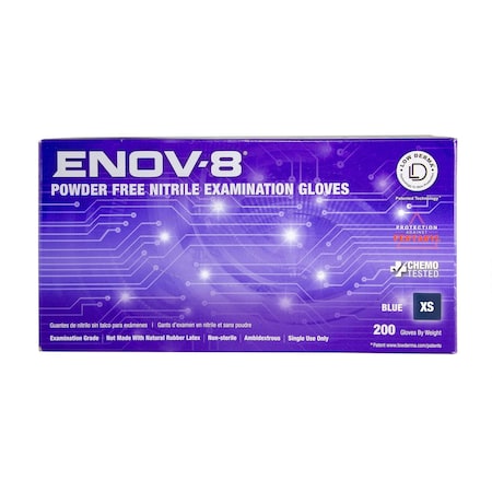 Safety Zone ENOV-8 Nitrile Powder Free 3.5 mil Exam Gloves Blue XS - Box of 200 GL-NCF225BFXS