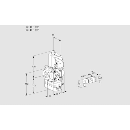 Honeywell Kromschroder Gas Pressure Regulator with Solenoid Valve, 500 mbar, DN15, 24V DC KS88012341
