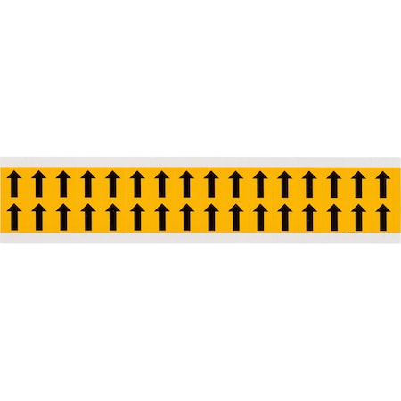 Brady Outdoor Vinyl 0.625 in Black on Yellow Letters Arrow Symbol Card of 32 Labels, 32PK 1520-ARO