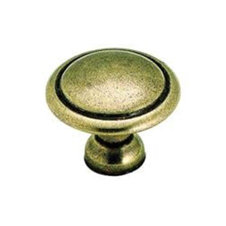 Amerock 1.37 in. dia. Allison Round Furniture Knob - Burnished Brass 1.12 in. Projection 5114731