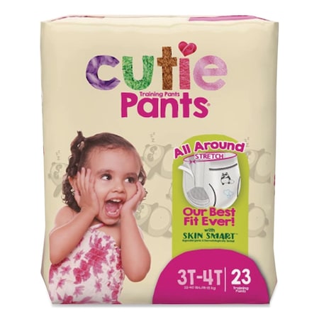 Cuties CutiePants Refastenable Training Pants for Girls, Size 3T-4T, 32 lbs to 40 lbs, 92PK CR8008