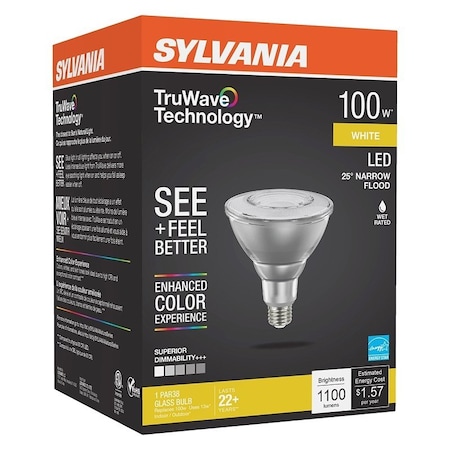 Sylvania Natural LED Bulb, Spotlight, PAR38 Lamp, E26 Lamp Base, Dimmable, Clear, Cool White Light 40899