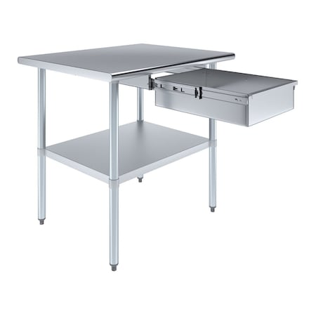 Amgood 30 in. x 36 in. Stainless Steel Table With Drawer AMG WT-3036 + DRAWER-1520-Z