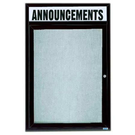 Aarco Outdoor Enclosed Bulletin Board w/ Al Frame Header, Bronze Anodized, 24''Hx18''W ODCC2418RHBA