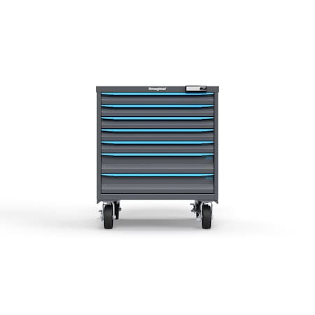 Strong Hold 7 drawer cabinet - (5x 2in, 2x 4in) - Blue accents - E-Lock w/ Tracking S3036-PCTAS-0701FS