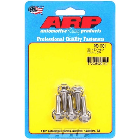 Arp 760-1001 6 x 1 x 20 mm 6-Point Stainless Steel Bolt Kit, 5 Piece ARP760-1001
