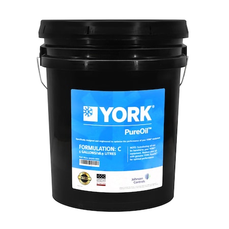 York Lubricant, 5 gal, Bottle, Mineral Oil Base, 160 Degrees F Max Op Temp, Clear, Yellow 011-00312-000