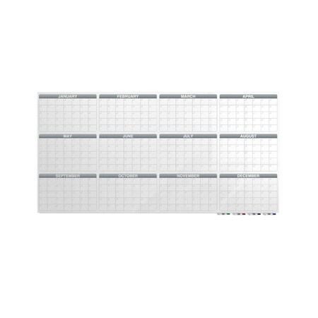Ghent Calendar Aria Low Profile Glassboard, 1 Year Calendar, Non-Magnetic, 4'H x 8'W GRPARIASN31Y-48