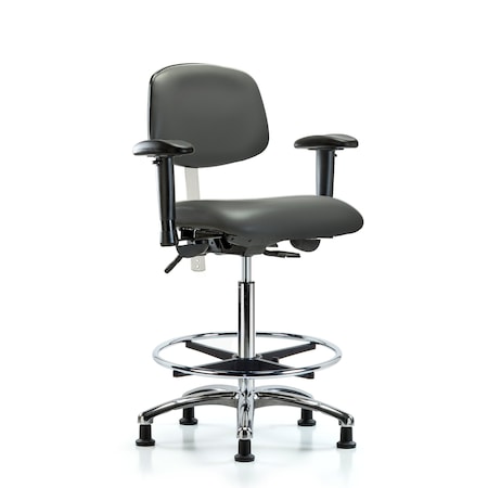 Blue Ridge Ergonomics Vinyl Clean Room Chair, Adjustable Arms BR-NCR-VHBCH-CR-T0-A1-CF-RG-8823