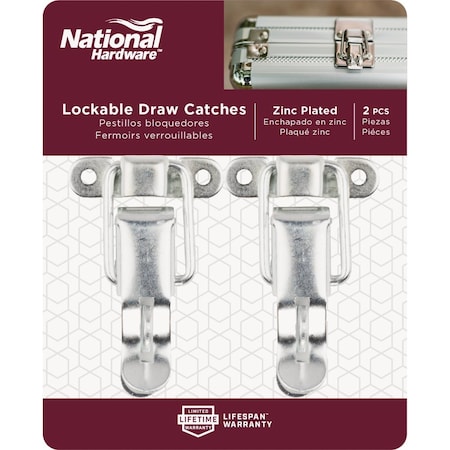 National Hardware Zinc-Plated Finish Lockable Draw Catch, 2-Count N208-579