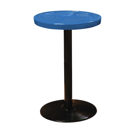 Leisure Craft 24" Round Perforated Pedestal Table, Portable, 40"H, Blue 24TAB40-BLUE